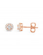 Diamond Cluster Earrings With A Centre Round Brilliant Cut Diamond Set in 18ct Rose Gold. Tdw 0.33ct. Tdw 0.33ct